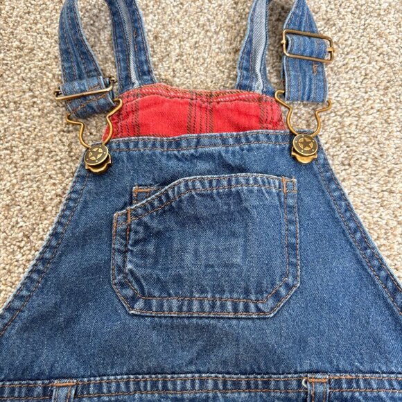 Denim Overalls Kids Flannel Lined Size 92 ~2T Jean Red Flannel Spring Fall - Picture 6 of 13